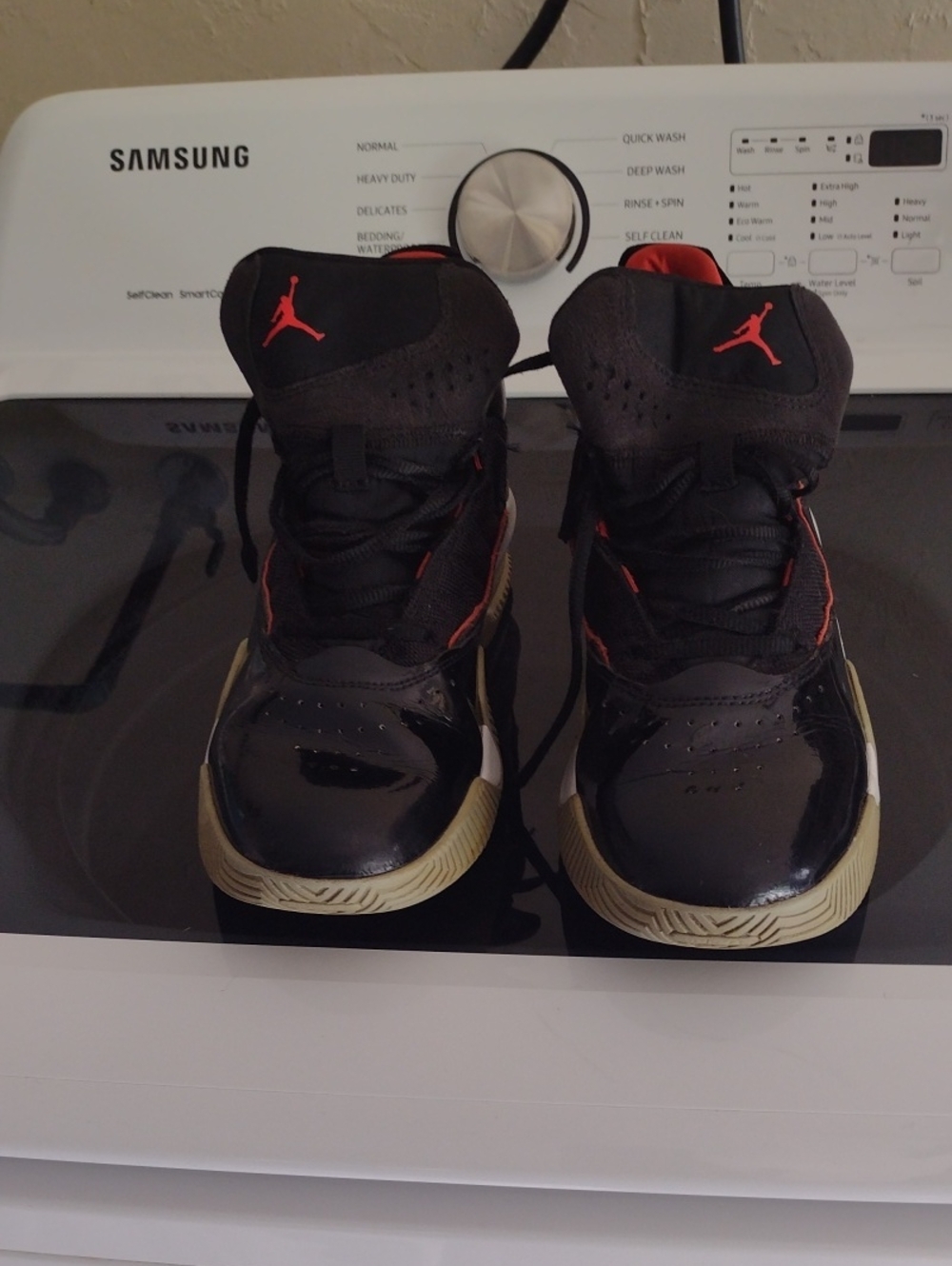 Nike Kids Black and Red High-Top Basketball Sneakers